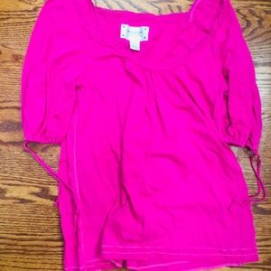 AMERICAN EAGLE PINK 3/4 SLEEVE TIE TOP SZ S